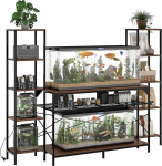 Garvee Robustes Wohnzimmerm&ouml;bel-Set f&uuml;r Aquarium & Terrarium - 4 Ebenen, 12 Beine, bis 860kg Tragkraft, integrierte Steckdose, Regal - F&uuml;r 20-90 Gallonen Becken - Farbe: Schwarz + Braun
