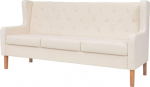 2-TLG. Sofa-Set Stoff Cremewei&szlig; mit 2-Sitzer und 3-Sitzer, bequemes Sofa-Set mit Polyesterbezug und Schaumstoffpolsterung, Massivholz-Rahmen f&uuml;r Stabilit&auml;t, einfache Montage, max.