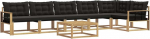 Gartenm&ouml;bel-Set, 7-teiliges Outdoor Lounge-Sofa aus massivem Akazienholz und Textilene, modulares Ecksofa f&uuml;r Terrasse und Garten, Sitzgruppe mit Kissen, 79 x 79 cm