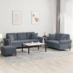Homgoday tumehall sametist diivanikomplekt 2+3 istmega ja jalatsiga - mugav ja stabiilne Model3202281