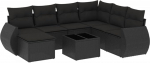 8-TLG. Garten-Sofagarnitur Schwarz Poly Rattan 110 kg koormatav Ecksofa 62x62 cm Glas-Tisch 55x55 cm modular Balkonm&ouml;bel Set f&uuml;r Terrasse, Garten & Innenhof