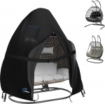 SIRUITON Double Egg Chair Cover, k&otilde;rgekvaliteediline 420D Oxfordi kate rippuvate toolide jaoks, veekindel koos t&otilde;mblukuga ja pingutuspaelaga, UV- ja tuulekaitse kiiktoolide jaoks kuni 180 x 200 cm
