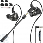 ShinePick In-Ear Gaming Headset, k&otilde;rvaklapid 3,5 mm kaabliga, eemaldatav mikrofon, juhtmega k&otilde;rvaklapid nutitelefonile, MP3/MP4-m&auml;ngijale, arvutile, s&uuml;learvutile, tahvelarvutile (must)