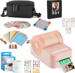 HP Sprocket Panorama Portable Instant Colour Label Photo Printer (Pink) Gift Pack with Case, Zinc Roll, Photo Album, Markers, Stickers and Frames