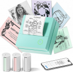 Kleebisprinter, PM290 Mini Printer nutitelefonile, Bluetooth termoprinter Mini 3 paberirulliga, Mini Printer &otilde;ppem&auml;rkmete, p&auml;evikute, DIY kingituste jaoks - koolikontor, roheline, 1 pakk