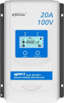 EPEVER&reg; MPPT DuoRacer 20A Charge Controller Solar Charge Controller DR2210N for 2 Batteries, 12V/24V Auto Work, PV 100V (DR2210N)