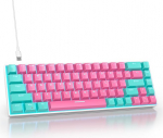 Gaming Keyboard 60 protsenti - Mini mehaaniline klaviatuur 65 protsenti sinise LED taustavalgustusega, 68 klahvi Wired Gamer Amer&iuml;ka QWERTY punase l&uuml;litiga PC / s&uuml;learvuti jaoks GT68-Miami