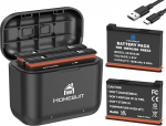 Homesuit Insta 360 X3 aku 1800 mAh ja USB LED laadija komplekt koos m&auml;lukaardipesaga, mis &uuml;hildub Insta360 X3 kaameraga kuni 80 minutit t&auml;iendavat salvestusaega (2 tk)