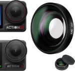 JJC Osmo Action 5 Pro 4 lainurkobjektiivi komplekt, 182&deg;FOV lainurkobjektiiv DJI Osmo Action 5 Pro 4 jaoks koos silikoonkattega, 0.72X lainurkobjektiiv, mitmekihiline kruvitav tarvik Action5 Action4 jaoks