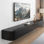 Kroscro TV kapp rippuv multifunktsionaalne puidust TV kapp elutuppa TV kapp koos hoiuruumiga, mis sobib elutuppa magamistuppa (must, 220 cm / 86.6 tolli)