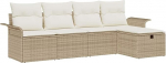 Rantry 5-teiliges Garten Sofa Set mit Kissen Beige Poly Rattan Gartenlounge Model3358860
