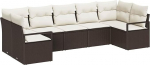 Rantry 7-teiliges Garten Sofa Set mit Kissen Braun Polyrattan Gartenlounge Model3355197