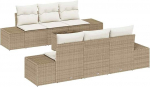 Rantry 7-teiliges Garten Sofa Set mit Kissen Beige Poly Rattan Gartenlounge Model3346951
