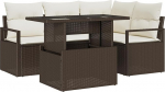 Rantry 5-teiliges Garten-Sofa-Set mit Kissen Braun Poly-Rattan Gartenlounge Model3357551