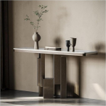 Konsolentisch, wei&szlig;er Kunstmarmor-Konsolentisch, Eingangs-Sofatisch f&uuml;r Wohnzimmer und Schlafzimmer