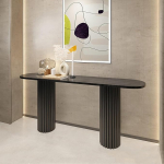 Konsolentisch aus Massivholz im Landhausstil - schmaler Eingangstisch mit abgerundeten Ecken f&uuml;r Wohnzimmer, Foyer, Flur und hinter der Couch (schwarz, 100 cm)