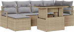 Rantry 7-teiliges Garten Sofaset mit Kissen Beige Poly Rattan Gartenlounge Model3348856