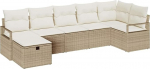7-teiliges Garten-Sofaset mit Kissen Beige Poly-Rattan, 2-Sitzer Garten-Sofa mit Kissen Beige Poly-Rattan Gartenlounge Model3359200