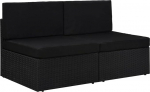 ARKEM Modulares 2-Sitzer-Sofa Poly Rattan Schwarz Diivan Schlafsofa Dauerschl&auml;Fer - 49503
