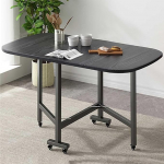 Kokkupandav s&ouml;&ouml;gilaud ratastega ruumi s&auml;&auml;stev talumajapidamise k&ouml;&ouml;gisaare suupistelaud koos stendiga elutuppa must 100x60cm