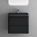 doporro Bathroom Cabinet Under Sink Base Cabinet Bathroom Cabinet Matt Black Very Light Wall Mounting Width 60 x 42 x 55 cm Including Cast Mineral Sink