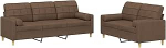 Braunes 2- und 3-Sitzer-Sofa Set mit Schaumstofff&uuml;llung | Stoff (100% Polyester), Metall, Textilene, Sperrholz | Bequeme Polsterung | F&uuml;r Wohnzimmer und Entspannungszonen Model3201325
