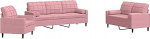 Rosa Samtsofa Set mit Metallgestell - 1/2/3-Sitzer, 150x77x80cm, Wohnzimmer Model3278374