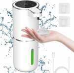 Cuteefun Automatic Foam Soap Dispenser, Power Display, 380 ml Electric Soap Dispenser with Sensor, 4-Level Adjustable Liquid Volume, Rechargeable Soap Dispenser Wall Mounted for Bathroom