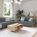 Gecheer Diivan Set mit Kissen mit Kissen Grau Stoff, Polstersofa Sitzgruppen Sofa f&uuml;r Wohnzimmer Apartment B&uuml;ro G&auml;stezimmer3324629