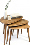 Ultimate Premium Products Solid Nesting Table Set of 3 Walnut Mid Century Pebble Tables with Conical Legs - puidust kodum&ouml;&ouml;bel retro stiilis