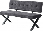 B&D home Karen Bench 140 cm - pehmendusega s&ouml;&ouml;gitoa pink seljatoega, X-metallist raam, must, kootud kangas/mikrofiiber antratsiidis, kaasaegne t&ouml;&ouml;stusdisain s&ouml;&ouml;gituppa, k&ouml;&ouml;ki ja esikusse.
