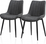 TUKAILAI s&ouml;&ouml;gitoa toolid, komplekt 2, kunstnahast, ergonoomilised polsterdatud toolid seljatoega ja metallraamiga, maksimaalne koormus 150 kg, k&ouml;&ouml;gitoolid s&ouml;&ouml;gituppa ja elutuppa (hall)