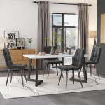 Ctastay s&ouml;&ouml;gilauakomplekt 4 tooliga 117 x 68 x 75 cm, s&ouml;&ouml;gilauakomplekt toolidega, s&ouml;&ouml;gitoolid, k&ouml;&ouml;gi s&ouml;&ouml;gilaud koju ja perele, mustad metallist lauajalad + 4 tumehalli tooliga