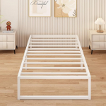 Yicensen metallist voodi 90 x 200 cm lamelliraamiga, metallist 35 cm k&otilde;rgus, voodiraam, &uuml;heinimesevoodi, tugev, lihtne kokkupanek, valge