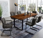 SAM Quintus s&ouml;&ouml;gikomplekt lauaga 160 x 85 cm Akaatsiapuust p&auml;hkliv&auml;rvi raam must 6 x Parzivo antratsiit 7-osaline komplekt