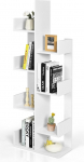 HOMASIS Tree Shape Bookcase, 8 tasandiga seisev riiul, multifunktsionaalne 8-kohaline ruumijaotur riiul, puidust hoiuriiul elutuppa, magamistuppa, kontorisse, 50 x 25 x 145 cm (valge)