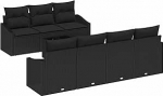 Rantry 8-teiliges Garten-Sofa-Set mit Kissen Schwarz Poly-Rattan Gartenlounge Model3346633