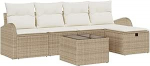 6-teiliges Garten-Sofa-Set mit Kissen in Beige aus Poly Rattan Gartenlounge Model3360402