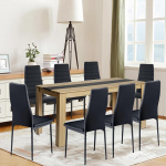 FURNITABLE s&ouml;&ouml;gilaud 8 tooliga, s&ouml;&ouml;gitoa komplekt, s&ouml;&ouml;gikomplekt k&otilde;rge seljatoega tooliga, kunstnahast tool 8-le inimesele, istumiskomplekt k&ouml;&ouml;ki, s&ouml;&ouml;gituppa, elutuppa (160 cm tammepuust must laud +