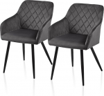 TUKAILAI Dining Room Chairs, Set of 2, Velvet Kitchen Chairs, Upholstered Chairs, Living Room Chairs, Armrests with Backrest, Metal Legs, for Kitchen, Dining Room, Living Room, up to 120 kg