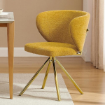 Zouron s&ouml;&ouml;gitoa tool P&ouml;&ouml;rlev kollane k&ouml;&ouml;gitool Pehmendusega tool P&ouml;&ouml;rlev tool p&ouml;&ouml;ratav ilma k&auml;etugedeta seljatugi puuvillane linik kuldne metall jalad 150 kg kandev&otilde;ime