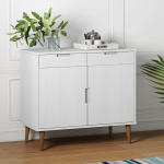 prissent Sideboard elutuppa, 90 x 40 x 80 cm, buffet, elutuba, valge, k&ouml;&ouml;gikapp, ruumi s&auml;&auml;stev, mitmeotstarbeline kapp, vannitoakapp