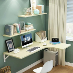 Gardeneea An der Wand montierter Schreibtisch, klappbarer Eck-Computertisch, klappbarer schwebender Schreibtisch f&uuml;r kleine R&auml;ume (Ahorn rechts)