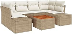 Rantry Garten-Sofa-Set 7 Teile Beige Poly Rattan Outdoor-Sofa-Set Gartenlounge Model3347911