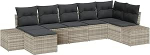 7-teiliges Garten-Sofa-Set mit Kissen Hellgrau Poly Rattan Gartenlounge Model3355821