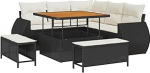 8-teiliges Garten Sofa Set mit Kissen Schwarz Poly Rattan Akazie Gartenlounge Model3361865