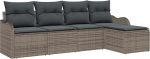 5-teiliges Garten Sofa Set mit Kissen Grau Poly Rattan, 2-Sitzer Garten Sofa mit Kissen Grau Poly Rattan Gartenlounge Model3345659