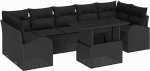 Gartensofa-Set mit Kissen mit Kissen 8 tk Schwarz Poly Rattan Gartenm&ouml;bel Model3357336
