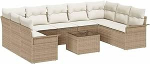 Gartensofa-Set mit Kissen 10 tk Beige Poly-Rattan Gartenm&ouml;bel Model3345531