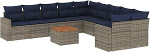 Garten-Sofagarnitur Ecksofa Grau PE-Rattan 62x62x69cm - Komfortable Sitzpl&auml;tze f&uuml;r Terrasse und Innenhof Model3256649